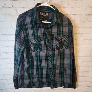 Men's Surplus longsleeve button-down shirt, size Large